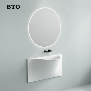 Lavabo a parete con miscelatore a incasso e bordo superiore integrale per progetti di bagni e hotel - Product Image 3