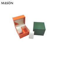 Emballage de boîte de montre en cuir PU texture litchi boîte d'emballage de montre de couleur verte avec logo personnalisé et double fente