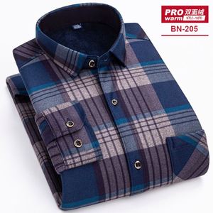 Camicia termica invernale da <span class=keywords><strong>uomo</strong></span> resistente al freddo maglia in pile spessa a doppia faccia Plaid e Cardigan per anziani - Product Image 6