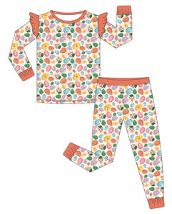 Abbigliamento per Neonati all'Ingrosso 0-3 <span class=keywords><strong>Mesi</strong></span>, Tutina per Neonati, Body per Bambini, Set di 2 Pezzi con Volant, Vestito per Neonati con Stampa Pasquale - Product Image 2