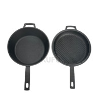 Ensemble de cuisson combiné en fonte : cocotte et poêle à frire avec longue poignée
