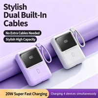 Nouvelle mini batterie externe électronique 10000 mAh, mince et portable, avec câble USB-C, batterie externe 10000 mAh
