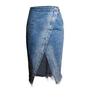 Gonne personalizzate in Denim Midi da ragazza <span class=keywords><strong>gonna</strong></span> <span class=keywords><strong>lunga</strong></span> a vita alta con Modulare irregolare da donna - Product Image 2