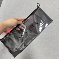 Bolsa de embalaje de extensiones de pelo de PVC personalizada, bolsa con cremallera esmerilada negra con logotipo personalizado, embalaje para mechones de pelo de pelucas