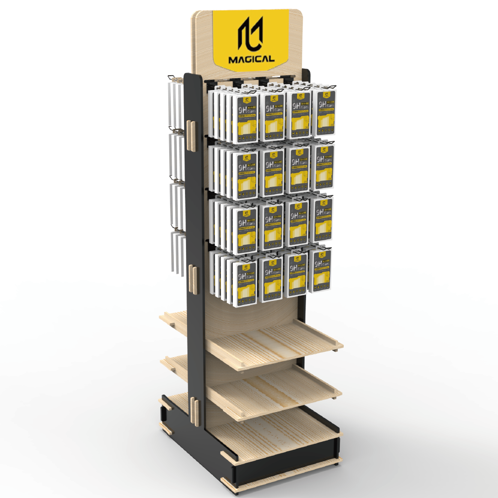 Apache Custom Double-Sided Phone Case and Accessories Floor-Mounted Plywood Display Stand for Supermarket Stores — view 4