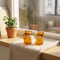 Ornements en verre Orange Little Tiger de style européen, décoration mignonne de dessin animé pour salon et bureau à domicile