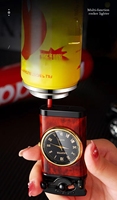 Briquet gonflable à double flamme, coupe-vent, gaz butane, allume-cigare ou briquet avec horloge