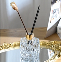 Flacon d'huile aromatique en verre gaufré diamanté de luxe 50ml 100ml, vide, transparent, pour diffuseur à bâtonnets d'aromathérapie, avec bouchon à vis, marque FJ GBA-024