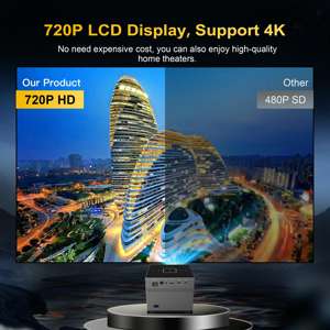 Proyector portátil Yinzam Xnano X3 Android 9, proyector LED Mini HD más <span class=keywords><strong>barato</strong></span> con proyectores de vídeo aéreos de doble banda WiFi BT5.0 - Product Image 3