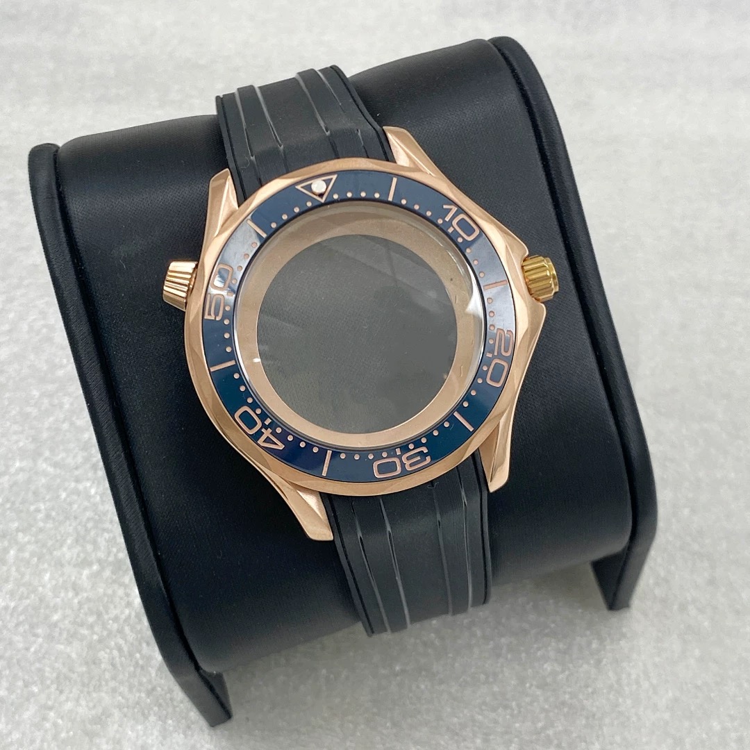 Bisel de oro rosa azul, caja de oro rosa