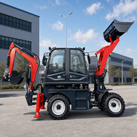 Miniescavatore Multifunzione LUYU, Trattore Compatto 4x4 con Caricatore Frontale e Retroescavatore per Fattoria