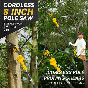 Ensemble d'outils de jardin sans fil 21V sans balais 3 en 1, mini tronçonneuse de 8 pouces, <span class=keywords><strong>sécateur</strong></span> <span class=keywords><strong>électrique</strong></span> de 40 mm avec perche télescopique - Product Image 2
