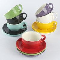 Ensemble tasse à café et soucoupe en céramique, tasse à thé en porcelaine brillante violette avec soucoupe assortie