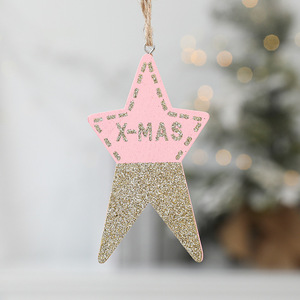 <span class=keywords><strong>D</strong></span>écorations de Noël, ornements pour sapin de Noël, pentagrammes en bois dorés, poudrés et peints, petites <span class=keywords><strong>d</strong></span>écorations suspendues, vente en gros - Product Image 3