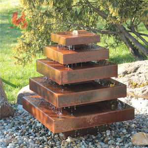 Fontaine d'eau en <span class=keywords><strong>acier</strong></span> corten avec écran LED, installation facile, design Art déco moderne pour utilisation en extérieur dans les jardins - Product Image 3