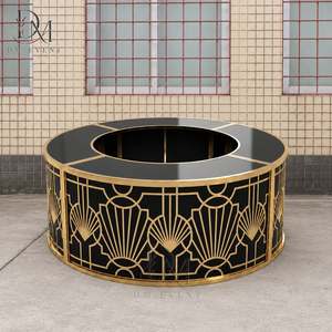 Barra de Bar Redonda Plegable Grande de Acero Inoxidable Dorado y Negro Estilo Art Deco Personalizada con Tapa de Vidrio Templado Desmontable - Product Image 2