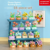 Mini Kits de Bricolage 2026 Nouveaux Bouquets de Fleurs et Succulentes en Panier, Modèles de Plantes en Pot Jouets pour Enfants, Ensembles de Blocs de Construction