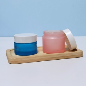 Bamboo Glass Cosmetic <b>Empty</b> Cream Packaging 5g-200g Frosted Cosmetic <b>Jars</b> with Aluminum Screw Caps - Product Image 3