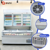 Congélateur vertical combiné pour supermarché avec porte vitrée, idéal pour la présentation de glaces