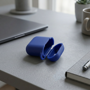 Étui pour écouteurs Bluetooth moulé avec poignée portable, housse de protection anti-chute, étui de protection complet en silicone bleu GR305 - Product Image 2