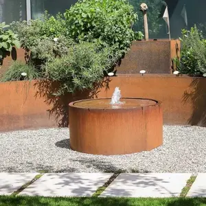 Garden Block Rusted fountain,Corten Steel Cube Water Fountain, garden fountain water feature