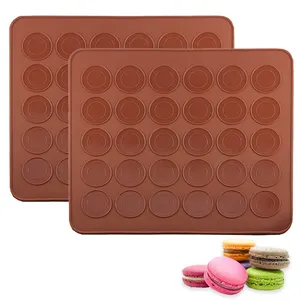 新设计环保1件马卡龙硅胶垫烘焙模具，杏仁松饼巧克力饼干30个容量
