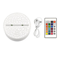 Bases de lampe LED RGB 16 couleurs pour lampe de nuit 3D LED, base tactile noire en acrylique ABS avec câble USB et télécommande