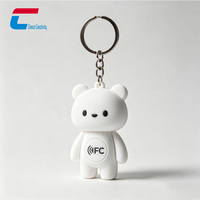 Porte-clés en caoutchouc PVC souple personnalisé avec puce NFC NTAG213 intégrée, porte-clés intelligents NFC