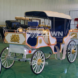 Calèche électrique sans chevaux avec carrosserie blanche et finitions dorées pour usage touristique - Product Image 6