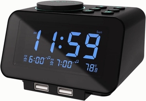 Báo động kép kỹ thuật số <span class=keywords><strong>PLL</strong></span> FM Radio bàn & bảng đồng hồ với USB sạc thiết kế hiện đại hỗ trợ nhiệt độ-cho nhà hoặc văn phòng sử dụng - Product Image 2