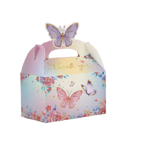 Boîte Cadeau Papillon Rose Thème Floral pour Thé de Printemps, Porte-Bougie Pliable en Papier Recyclable avec Poignée pour Offrir - Product Image 1