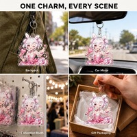 Porte-clés personnalisé en acrylique anime, épaisseur 5 mm, revêtement époxy, impression UV, chaîne serpent, fabrication OEM, vente en gros, délai de livraison rapide