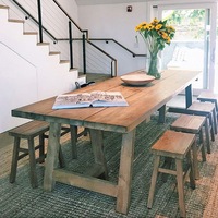 Ménage moderne bord vif Peinture à base d'eau Dalle de bois pin bois massif cuisine de bureau tables à manger en bois