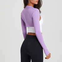 Rush moment atasan crop lengan panjang wanita kustom desain 3d pakaian Gym kebugaran olahraga Yoga lari luar ruangan sejuk