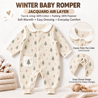 Pyjamas Bébé en Coton à Manches Longues Jacquard, Fermeture à Boutons Pression, Unisexe, Écologiques, Commande en Gros