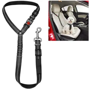 Fournitures pour animaux de compagnie ceinture de sécurité de voiture chien ceinture de sécurité laisse de chien ceinture de véhicule amorti réglable élastique réfléchissant corde de sécurité pour chien Ca