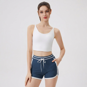 Women U Neck Twist Cutout <b>Back</b> Yoga Tank <b>Top</b> Removable Padded Slim Stretch Sports Crop <b>Top</b> <b>Low</b> Impact Pilates Gym Workout Vest - Product Image 3