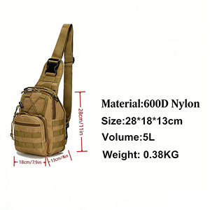 Sac à bandoulière tactique d'extérieur, sac de traumatologie EDC, sac de transport quotidien, imperméable, MOLLE, sac messager, gilet de poitrine - Product Image 2