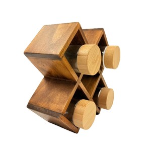 Organizador de Especias de Bambú con 6 Compartimentos Tipo Rejilla con Tapa, Organizador de Almacenamiento de Cocina para Escritorio - Product Image 2