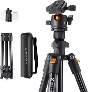 Trípode de cámara <span class=keywords><strong>K</strong></span> & <span class=keywords><strong>F</strong></span> Concept de 64 pulgadas/163cm, trípodes DSLR ligeros para viajes al aire libre O234A1 + - Product Image 6