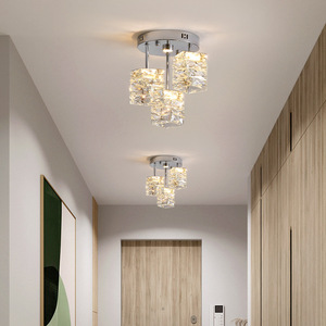 <b>Square</b> <b>Ceiling</b> <b>Light</b> <b>Led</b> Crystal Chandelier For Entryway Hallway Balcony Modern Minimalist Design - Product Image 2