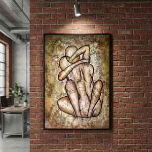 Pintura al Óleo 100% Pintada a Mano sobre Lienzo, Arte Abstracto <span class=keywords><strong>de</strong></span> Mujeres, Pareja Desnuda Sexy, Cuadro Decorativo para Sala <span class=keywords><strong>de</strong></span> Estar y Hogar - Product Image 3