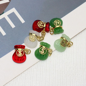 JS2121 18k Gold Plated Green White Red Dollar Sign Money <strong>Bag</strong> <strong>Charms</strong> Pendants,Money <strong>Bag</strong> <strong>Charm</strong> for DIY Jewelry Making Supply - Product Image 3