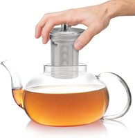 Théière en verre borosilicate de 1000 ml au design moderne, compatible avec les plaques de cuisson, sans BPA, écologique, bouilloire à thé PSC, pour thé en vrac ou thé fleuri