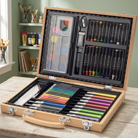 Set de Arte Rainbow de 67 Piezas sin Marca para Pintar con Esponja, Madera y Plástico para Uso Escolar Modelo 106072-1