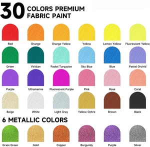 Fabric <strong>Paint</strong> 30 Colors Fabric Color <strong>Paint</strong> <strong>in</strong> <strong>Bottles</strong> (60ml/2oz) with Brushes Palette Stencils Non-Toxic Fabric <strong>Paint</strong> for Clothes - Product Image 2