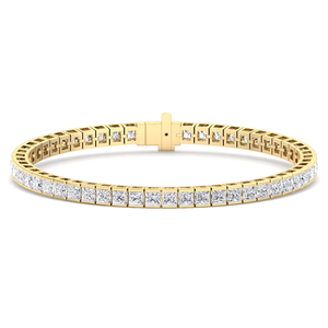 Pulsera de Diamantes Corte Princesa – Oro Sólido de 18K, Duradera, Bajo MOQ, Lujo Premium, para Aniversario, Boda, Uso Diario - Product Image 1