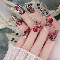 50Pcs Gothique Punk Style Nail Art Charmes 3D Coeur Croix Halloween Crâne Amour Chaîne Pendentif Conception Nail Décoration Accessoires
