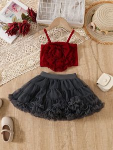 Nouvelle jupe tutu élégante 2025 pour filles, avec <span class=keywords><strong>gilet</strong></span> dos nu 3D et jupe tutu moelleuse superposée, polyvalente en nylon polyamide pour filles - Product Image 6