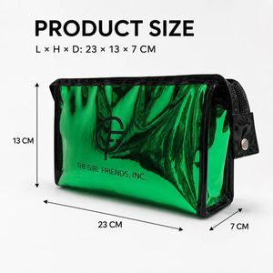 Custom Glossy PU <b>Makeup</b> Bag Large Capacity Cosmetic <b>Case</b> with Handle Double Zipper Hot Press Logo OEM Wholesale Organizer - Product Image 2
